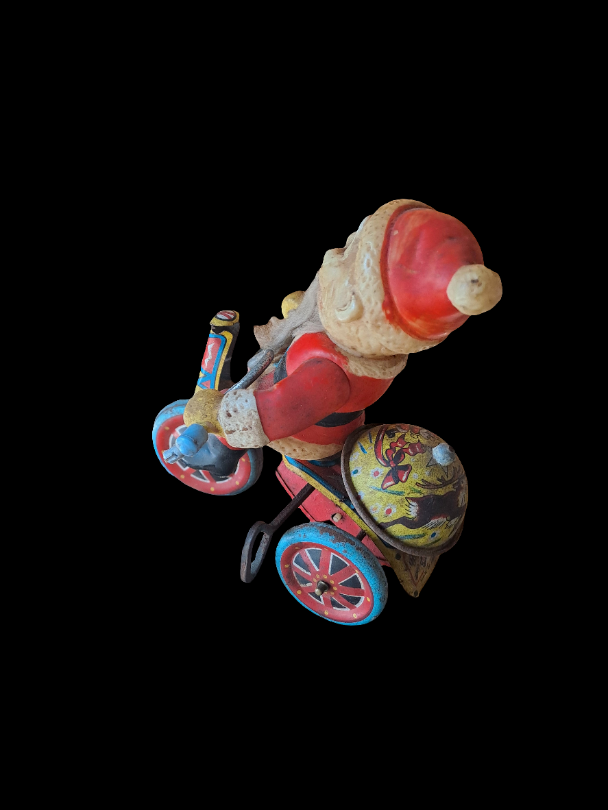 Santa on Bike Tin Toy/Julemanden på 3-hjulet Cykel Blik Legetøj