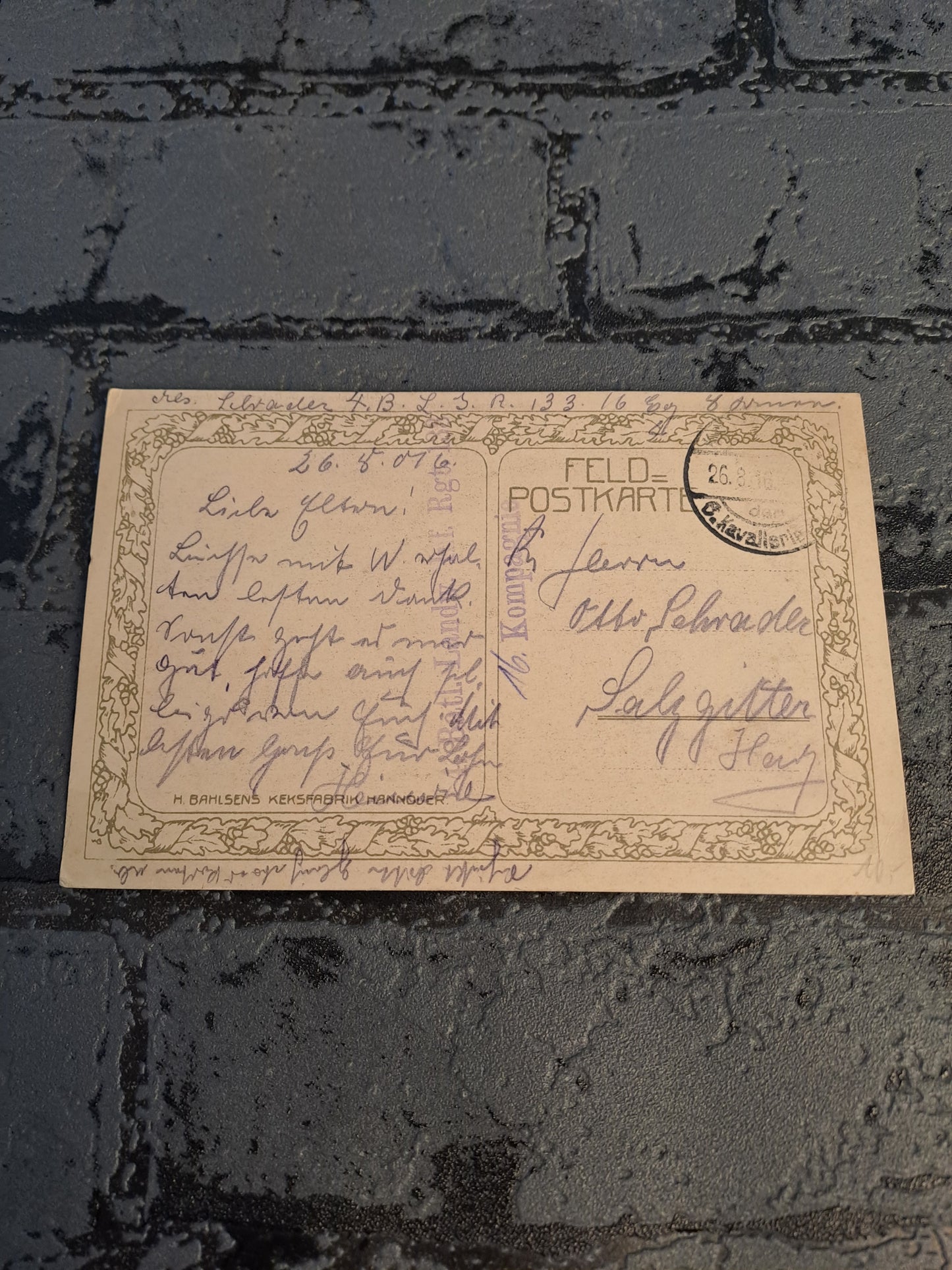 WW1 Feld Postkarte 1916