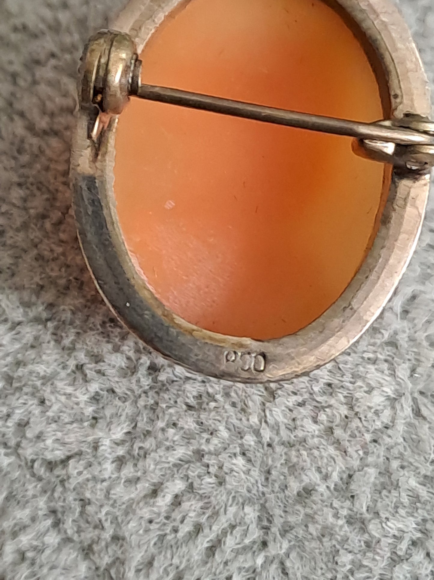 Antique 800 Silver Shell Carved Cameo Pendant/Brooch