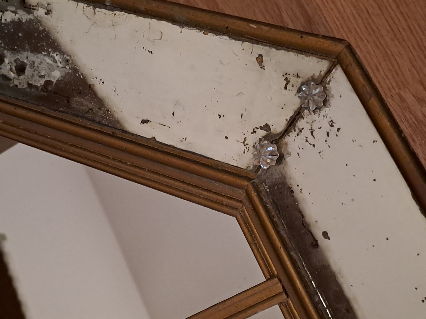 Vintage Octagon Mirror with Shelves Regency Style