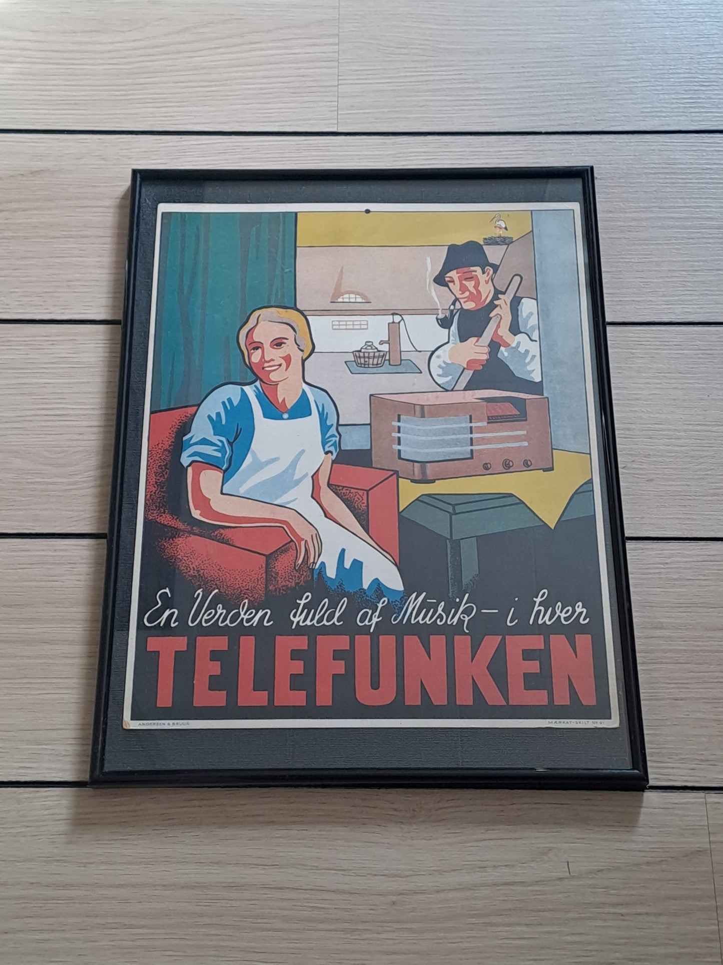 Originalt Mærkatskilt No 91 Andersen & Bruun "Telefunken"