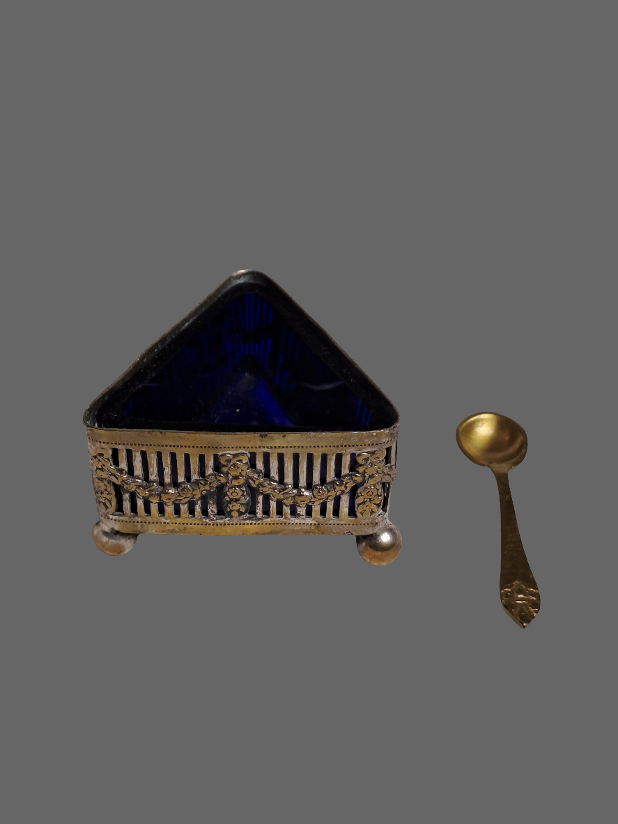 Antique Salt Cellar with Spoon