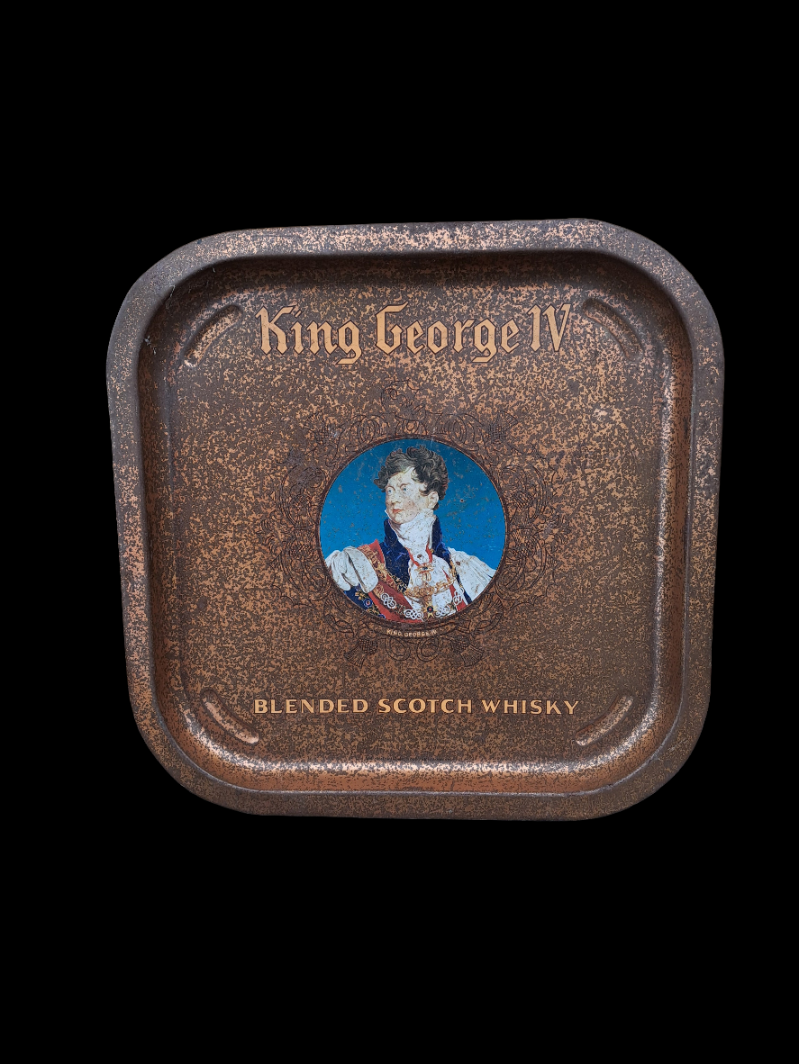 Vintage Whiskey Metal Tray/Retro Whiskey Bakke