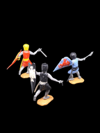 3 Knights with shields and weapons.