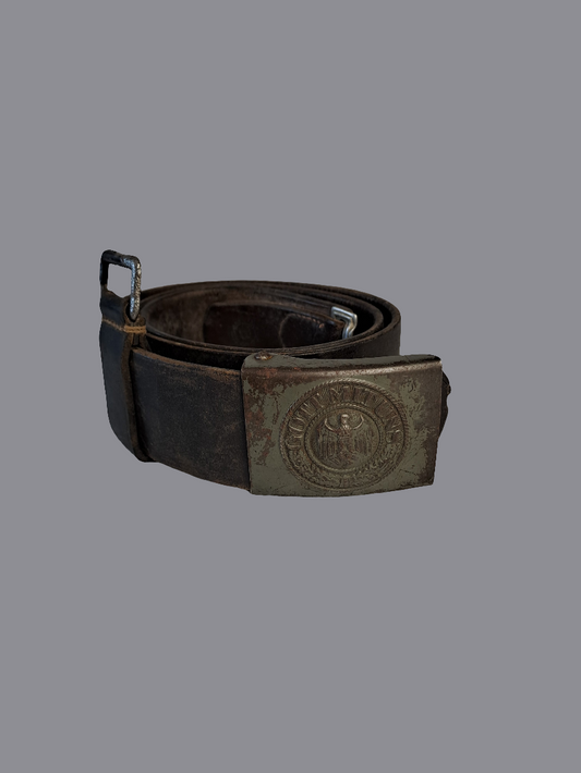 WW2 German Leather Belt with Buckle / WW2 Tysk Læderbælte med Bæltespænde