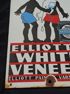 Elliot's White Veneer Enamel Sign / Elliot's White Veneer Emaljeskilt