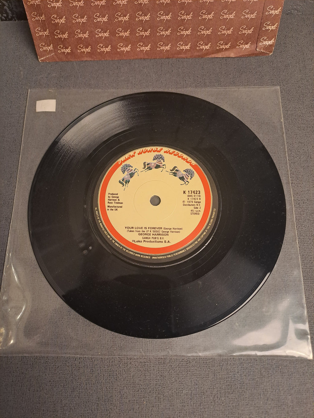 45 rpm George Harrison Faster/Your Love Is Forever