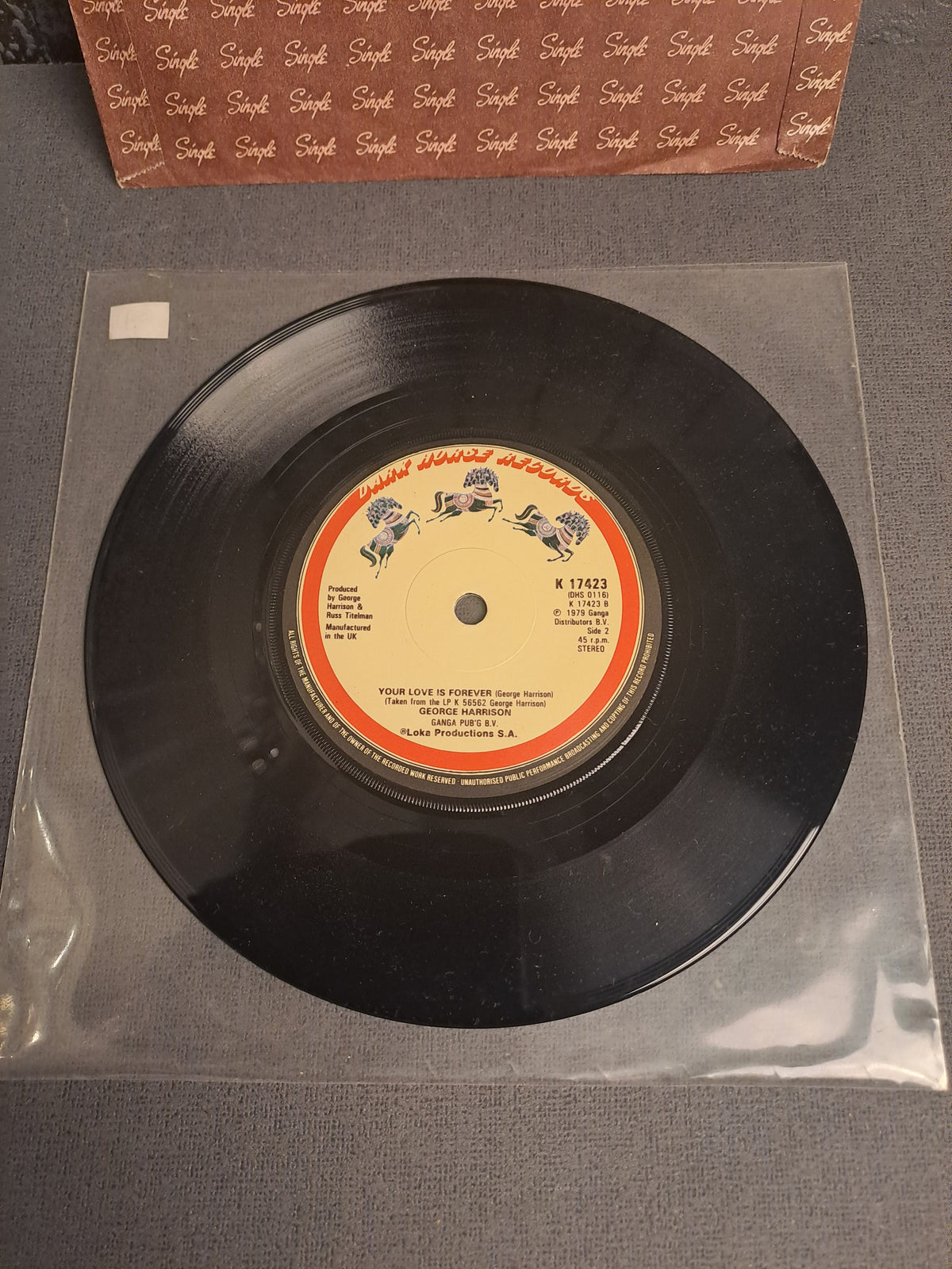 45 rpm George Harrison Faster/Your Love Is Forever