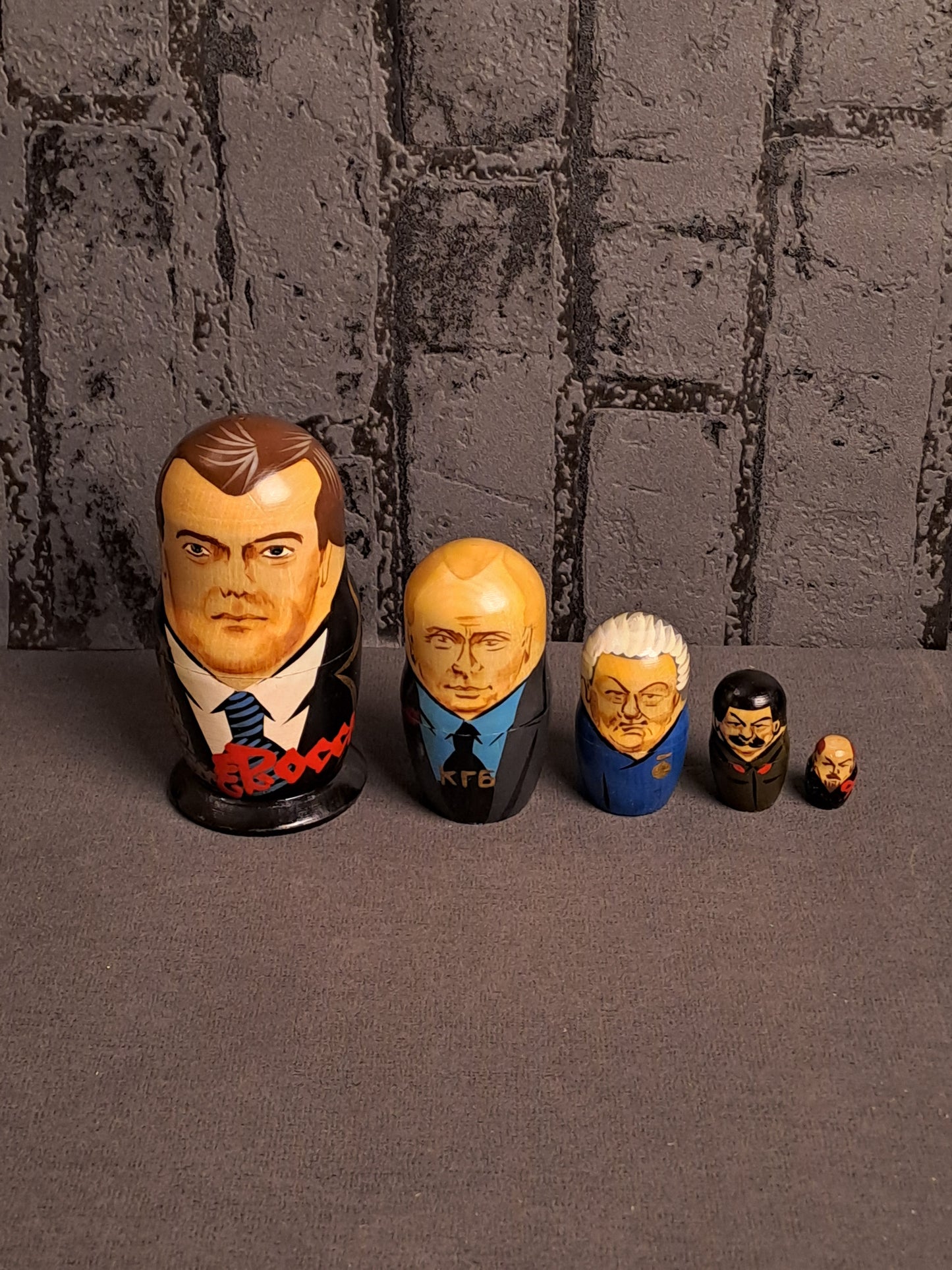 Vintage Matrjojska Dolls Russian Presidents / Vintage Matrjojska Dukker Russiske Præsidenter