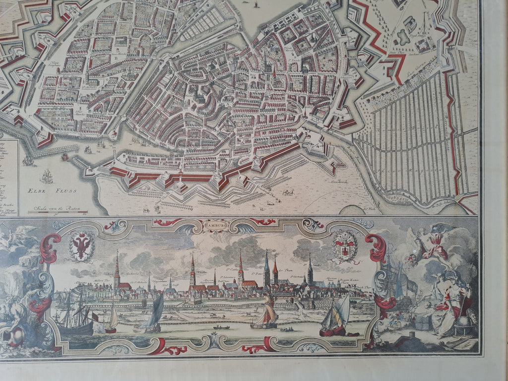 Hamburg Old Historical Map / Hamborg Gl. Kort Prospekt