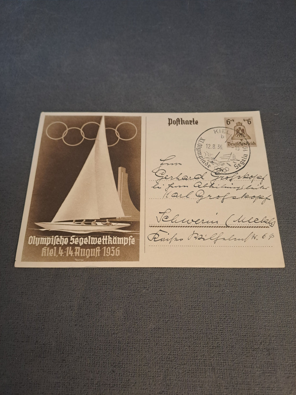 WW2 Postcard 1936 Olympic Sailing Competitions