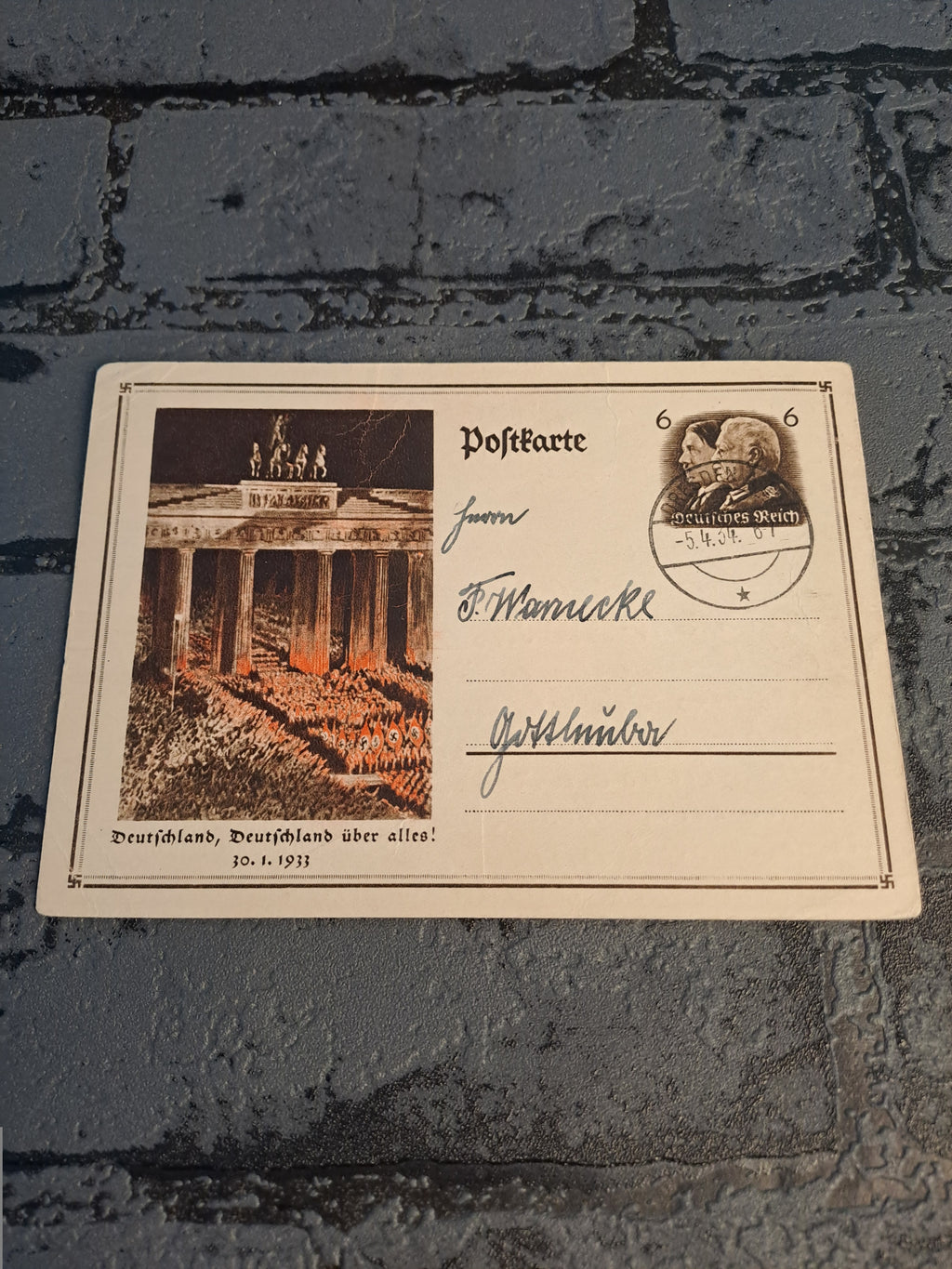 WW2 Postcard Deutschland, Deutschland über Alles 1933