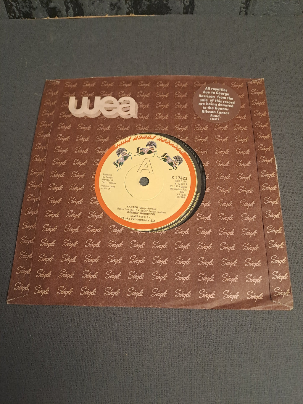45 rpm George Harrison Faster/Your Love Is Forever