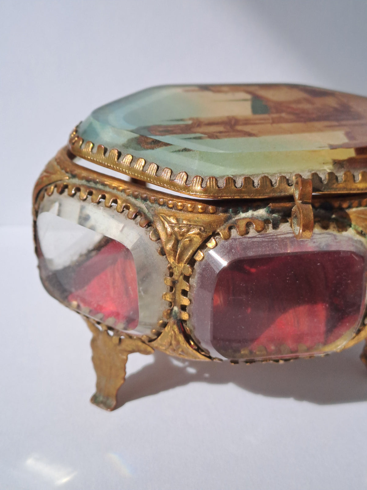 French Antique Ormolu Jewelry Box / Fransk Antik Ormolu Smykkeskrin