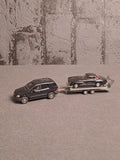 Busch Mercedes ML Class with Mercedes 300 on Trailer