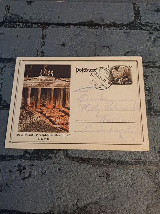WW2 Postcard Deutschland, Deutschland uber Alles 1933