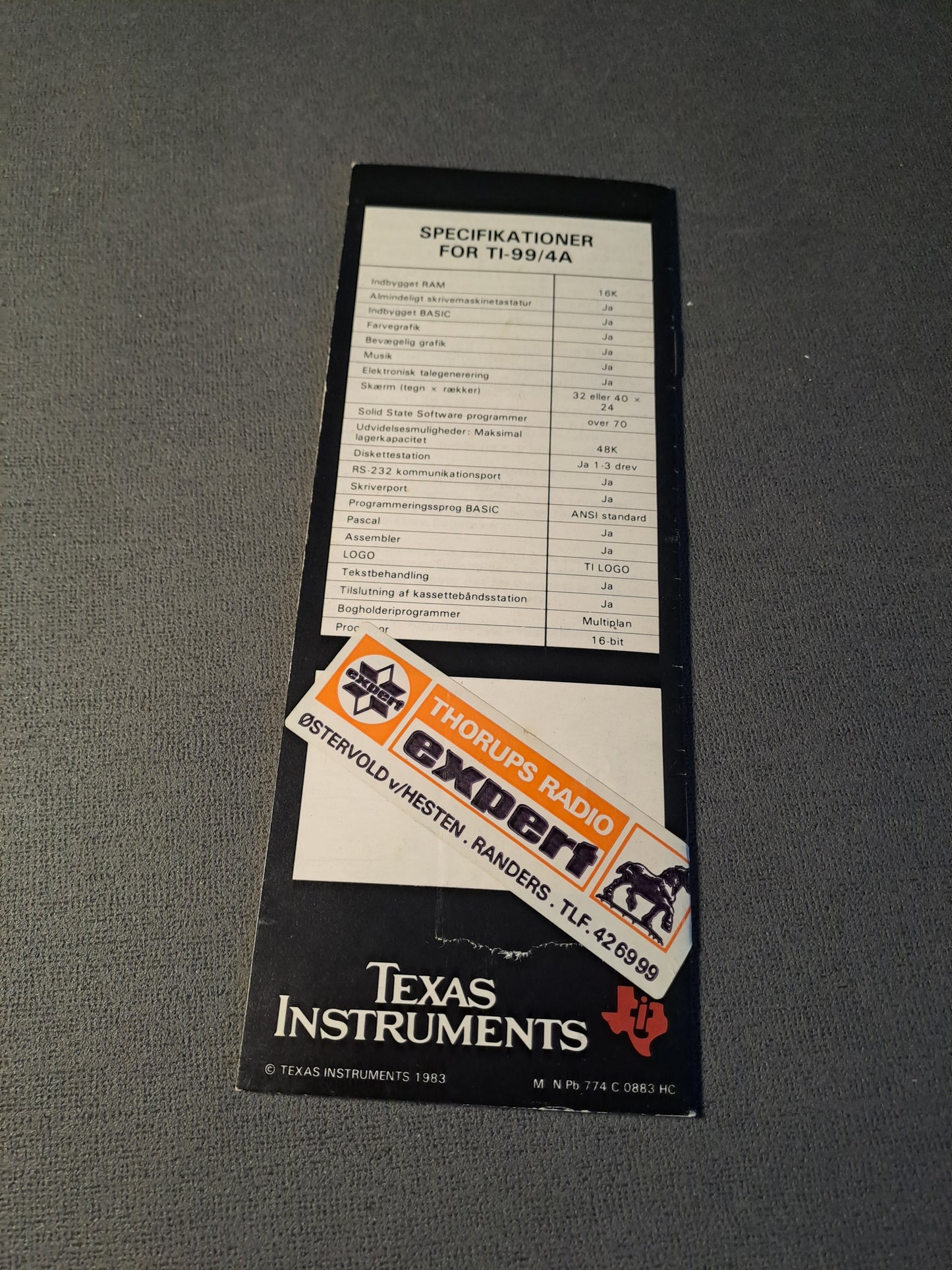 Texas Instruments TI-99/44 Vintage Instructions Book Danish Edition/Dansk Udgave 1983