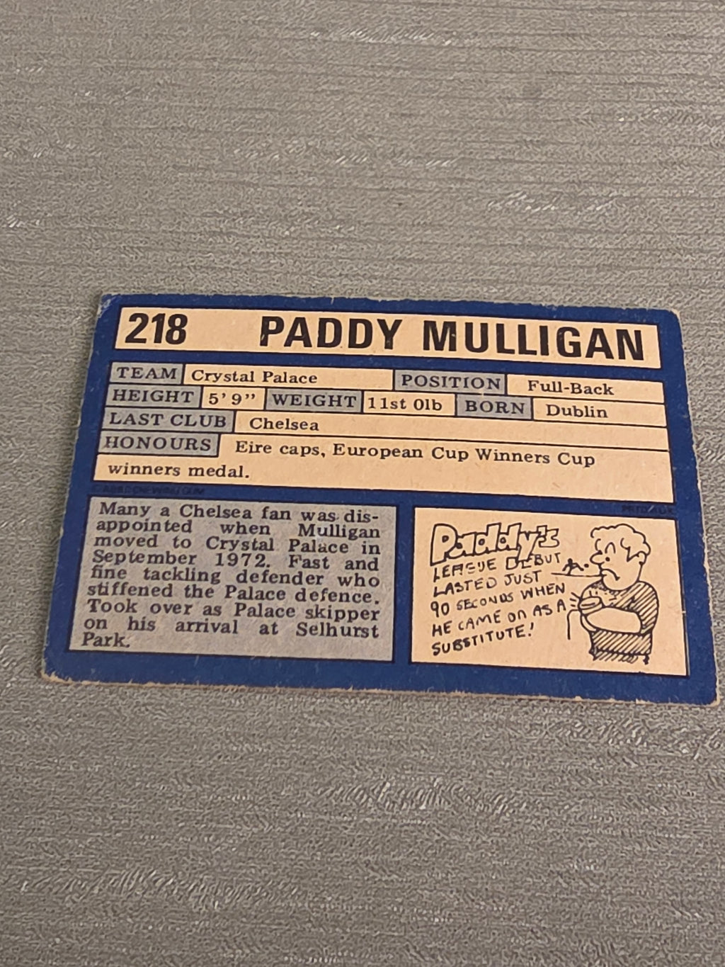 Crystal Palace Paddy Mulligan