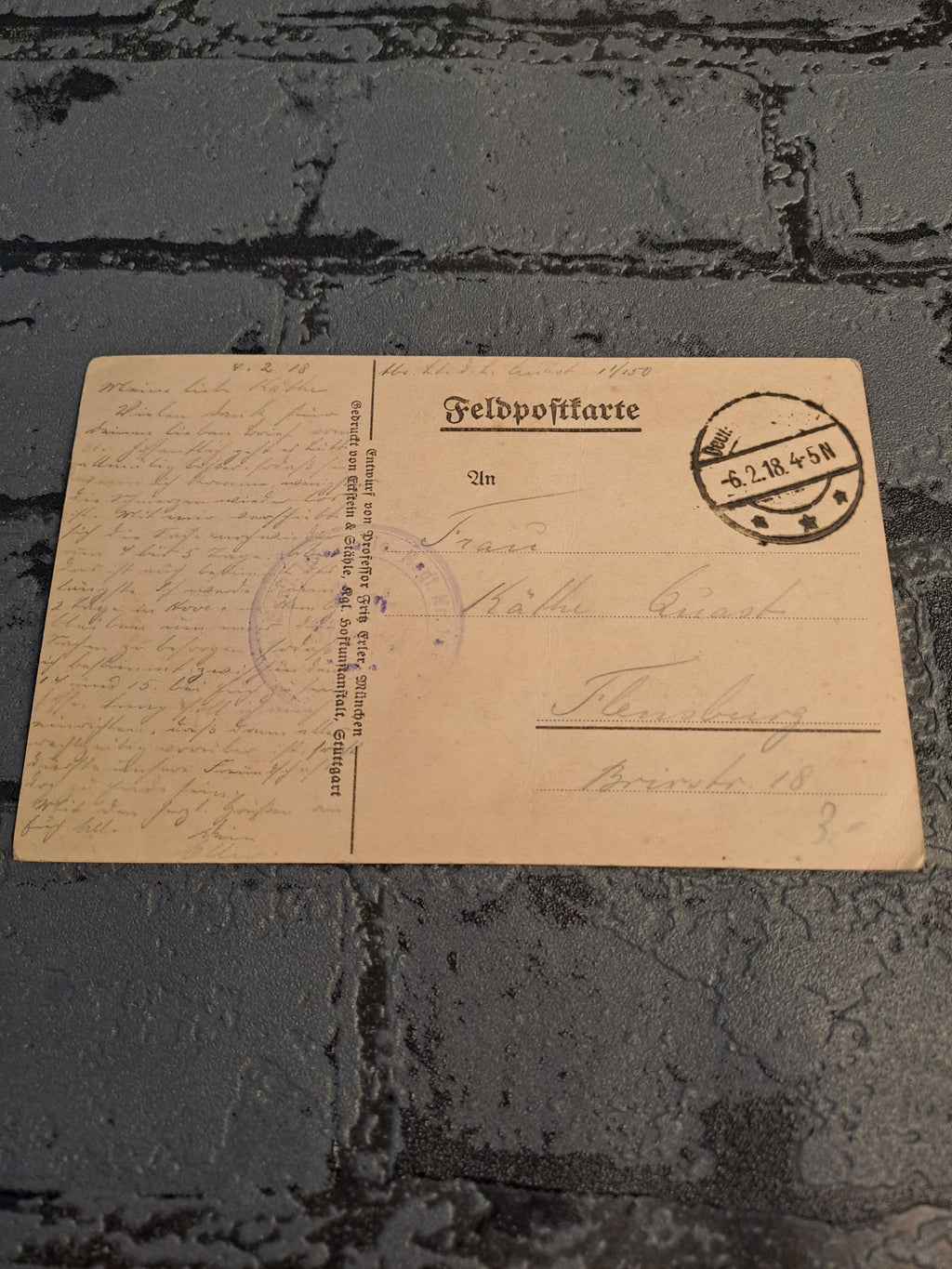 WW1 Postcard 1918 / WW1 Postkort 1918