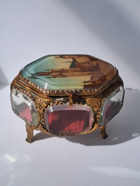 French Antique Ormolu Jewelry Box / Fransk Antik Ormolu Smykkeskrin