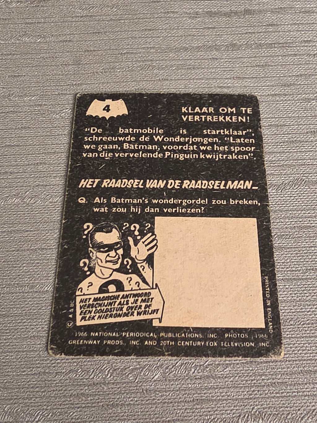 Batman Vintage Samlerkort 1966 No. 4