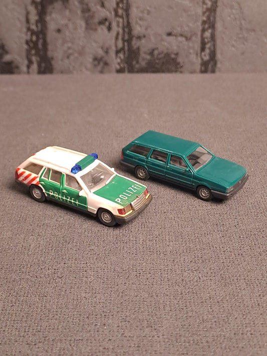Wiking Mercedes Police and Busch VW Passat