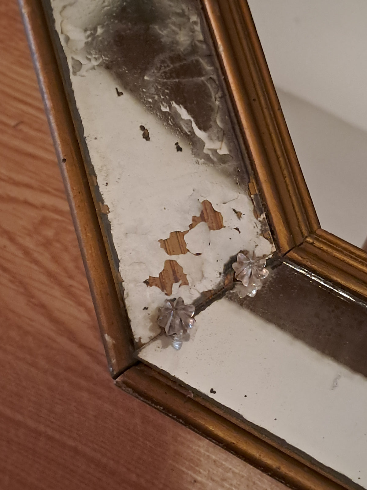 Vintage Octagon Mirror with Shelves Regency Style