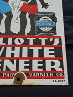 Elliot's White Veneer Enamel Sign / Elliot's White Veneer Emaljeskilt