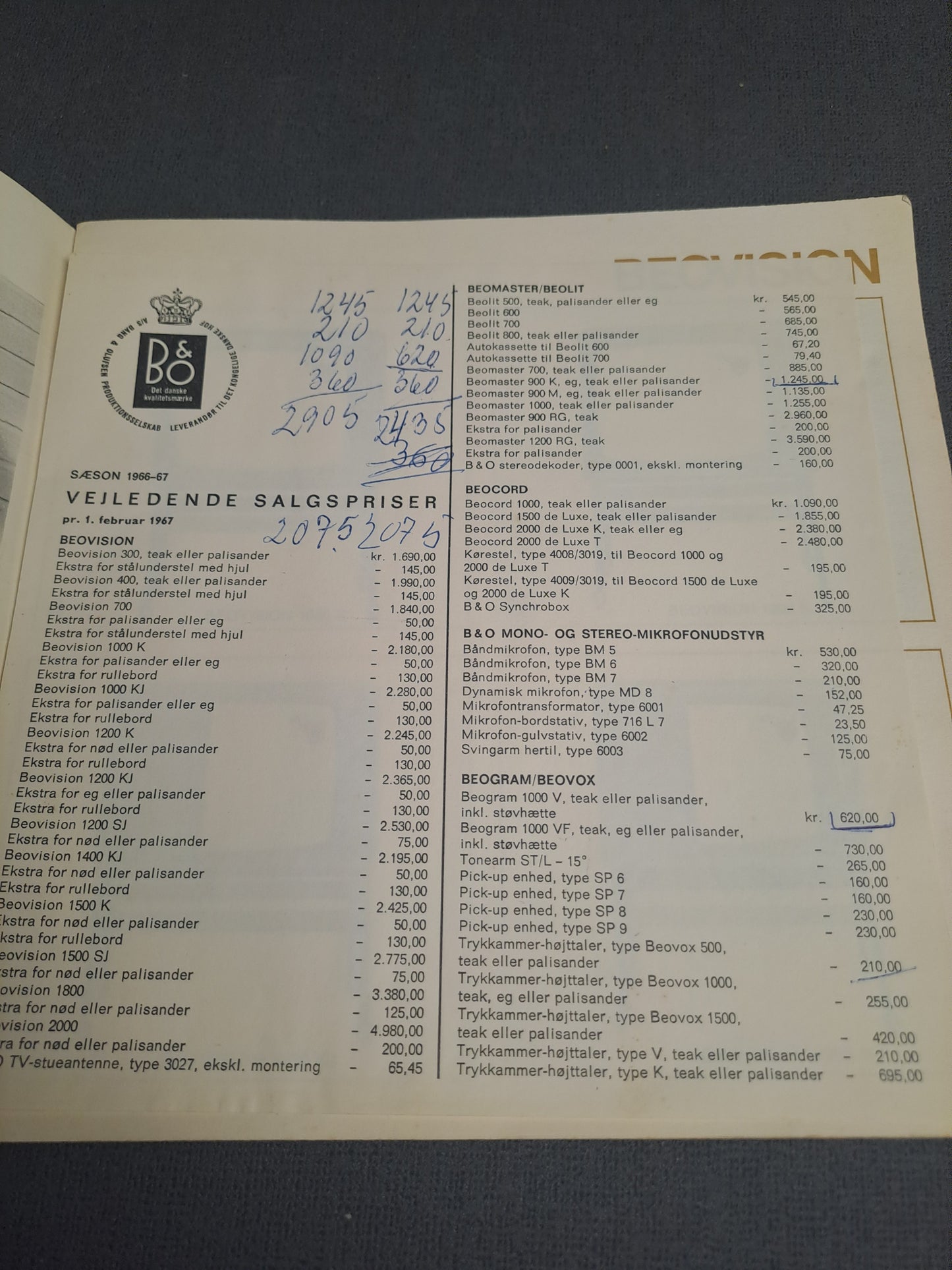 B&O Manual Beogram 1000 and Product Book 1967