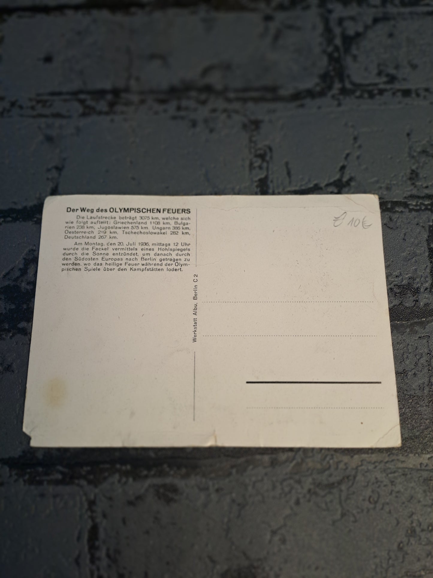WW2 Postcard Olympia 1936 Der Weg Des Olympischen Feuers