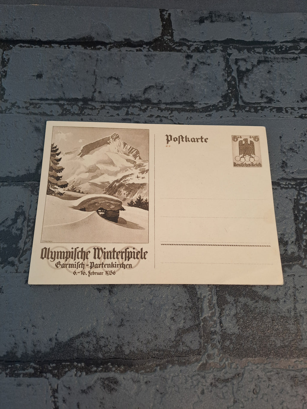 WW2 Postcard 1936 Winter Olympic Games