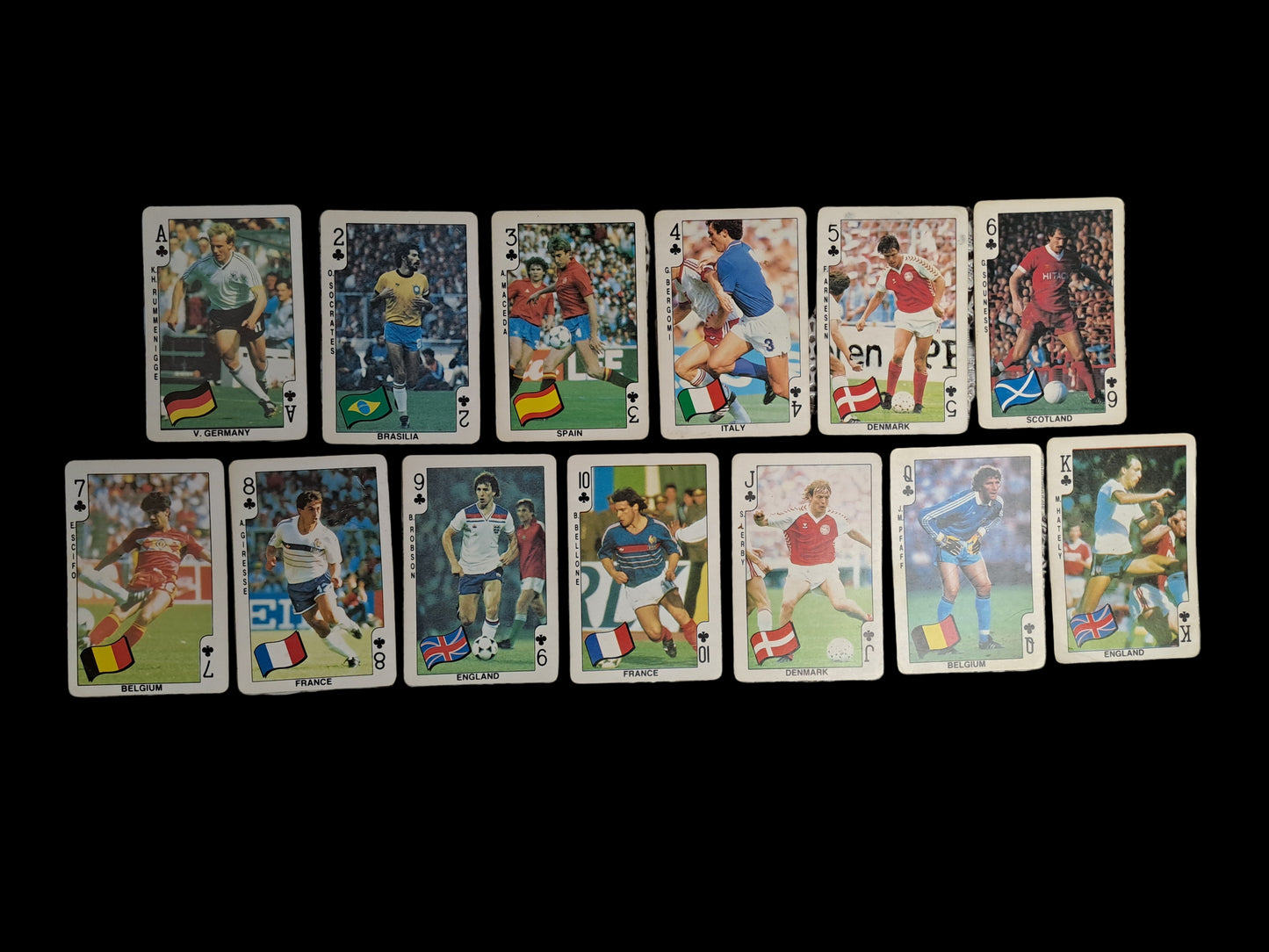 Dandy Football Playing Cards 1986 Complete Set / Dandy Fodbold Spillekort 1986 Komplet Sæt