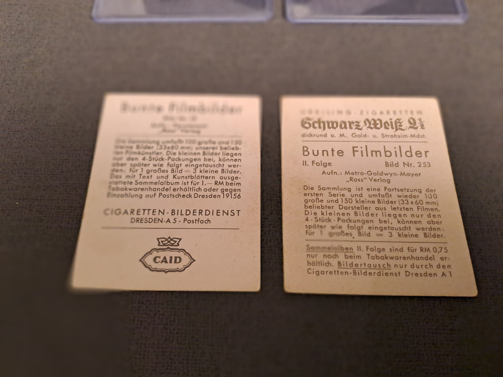 1937 Marlene Dietrich and Greta Garbo Cigarette Cards