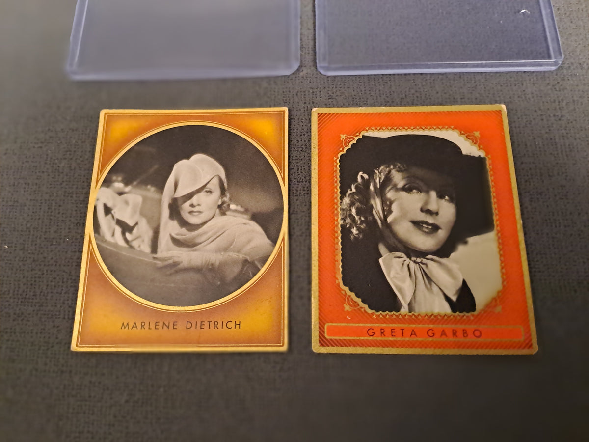1937 Marlene Dietrich and Greta Garbo Cigarette Cards