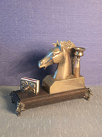 Messing Lysestage med Hest / Candleholder in Brass with Horse