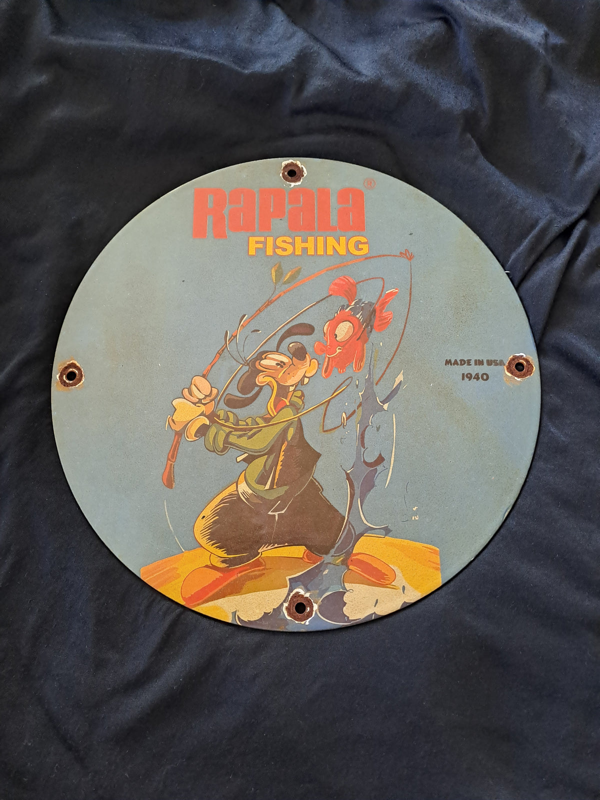 Rapala Fishing Enamel Sign with Goofy Disney