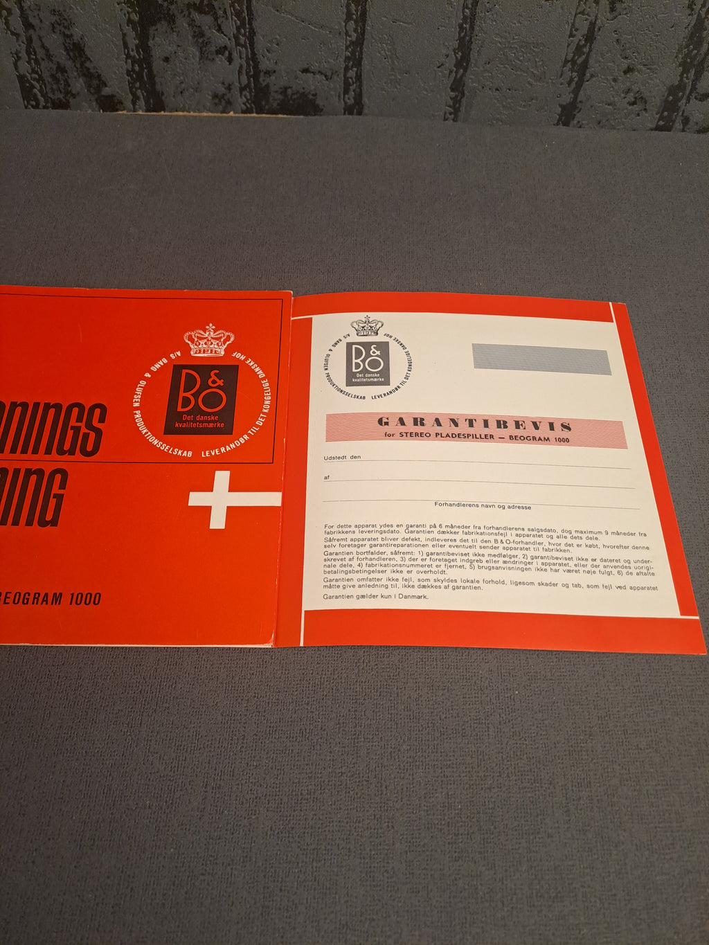B&O Manual Beogram 1000 and Product Book 1967