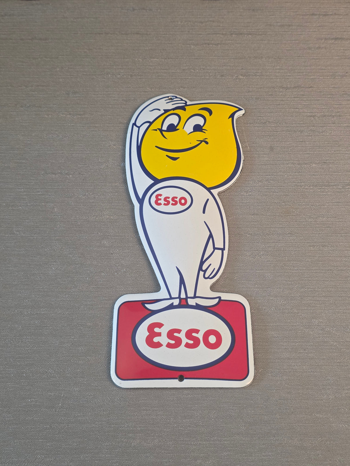 Esso Emalje Skilt Mr. Drip / Esso Enamel Sign Mr. Drip