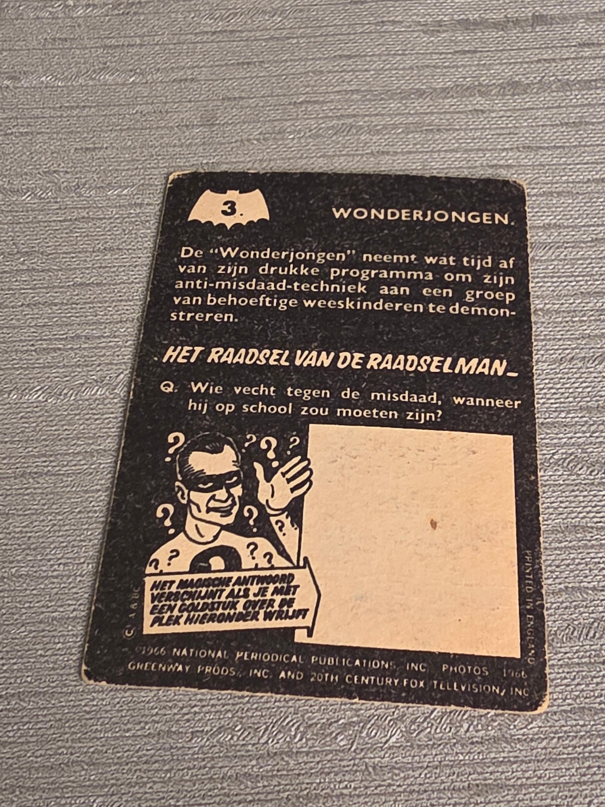 Batman Vintage Samlerkort 1966 No.3