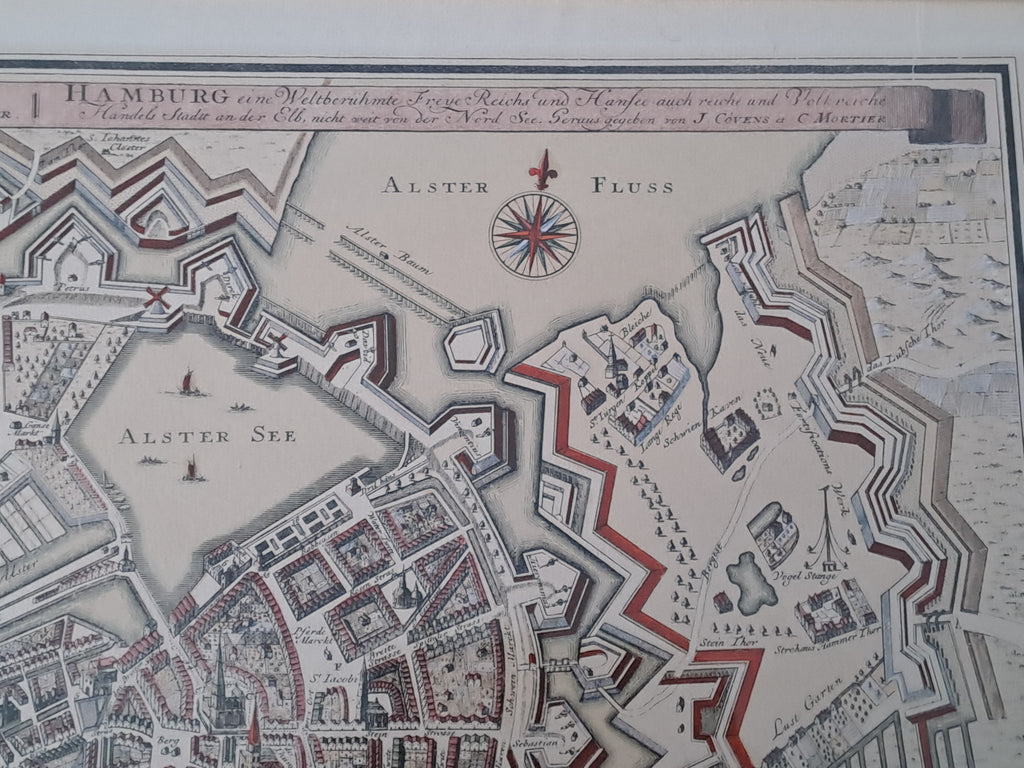 Hamburg Old Historical Map / Hamborg Gl. Kort Prospekt