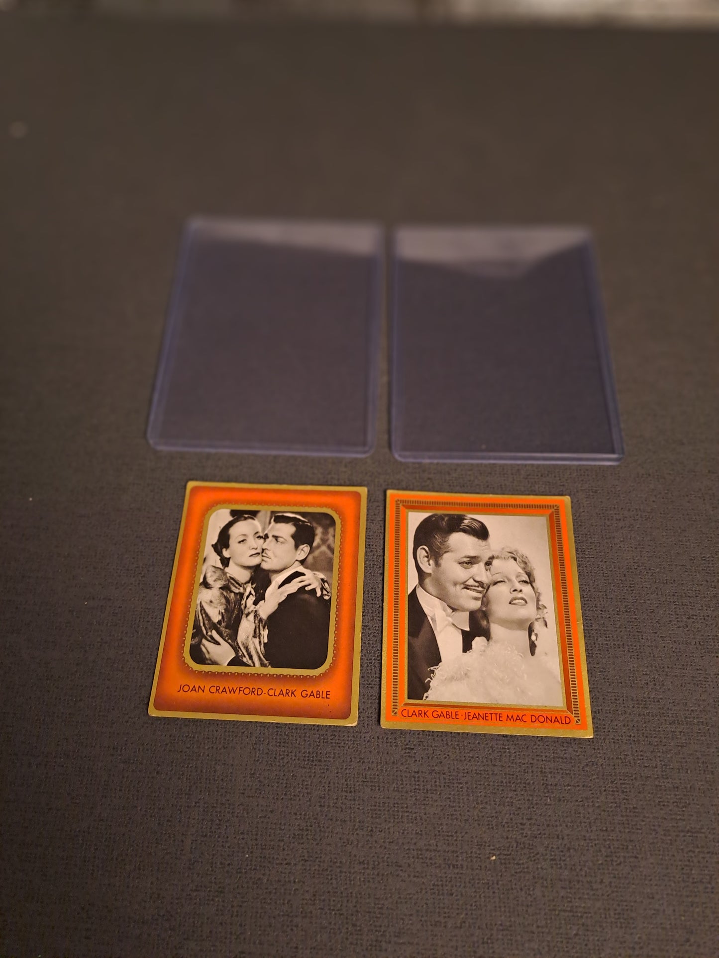 1930's Clark Gable with Joan Crawford + Clark Gable with Jeanette Mac Donald Cigarette Cards