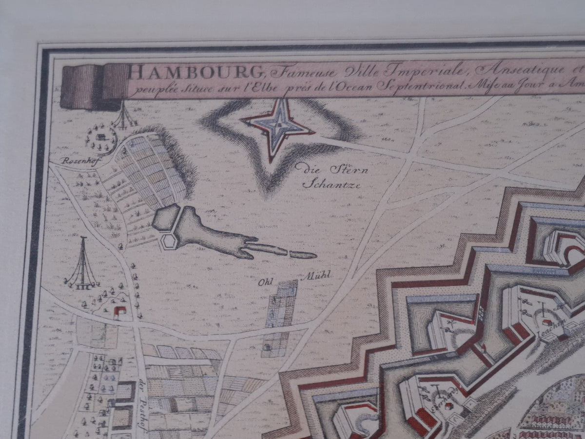 Hamburg Old Historical Map / Hamborg Gl. Kort Prospekt