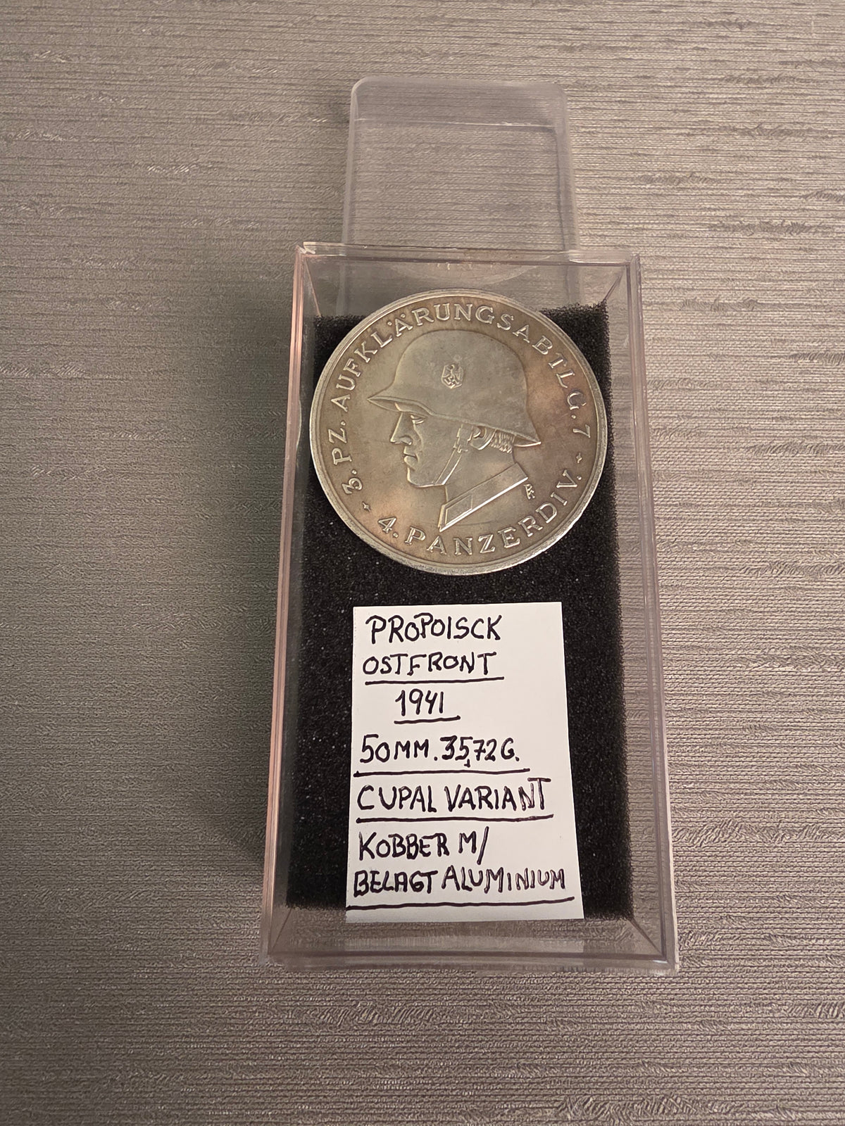 WW2 Tysk Erindringsmedalje Propoiszk Ostfront 1941 (Cupal Variant) / WW2 German Commemorative Medal Propoiszk Ostfront 1941 (Cupal Variant)