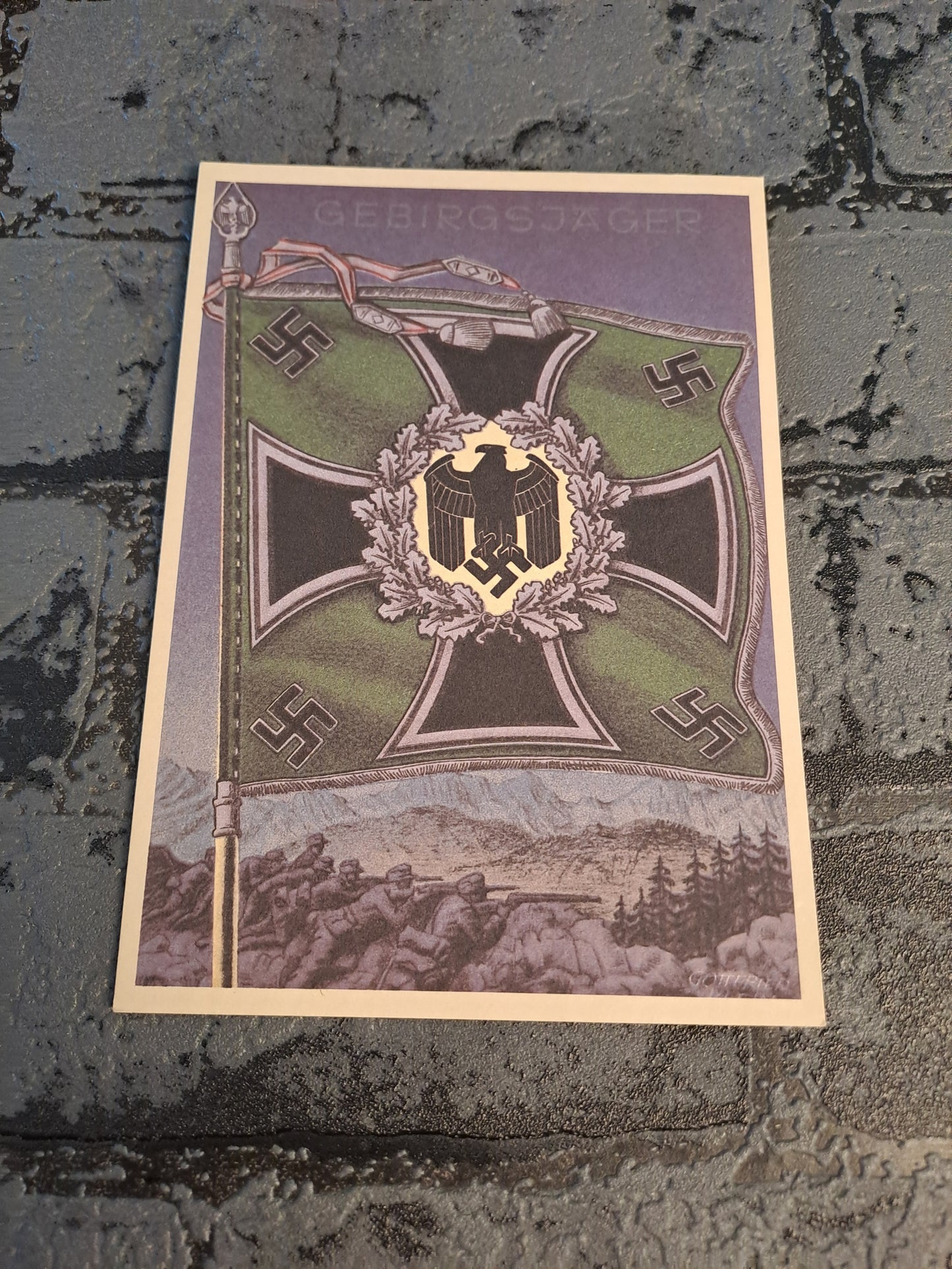 WW2 Postcard Gebirgsjager Die Siegreichen Fahnen Und Standarten Karte 7