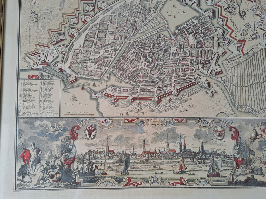 Hamburg Old Historical Map / Hamborg Gl. Kort Prospekt