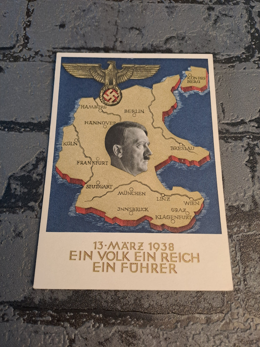 WW2 Postcard 13 March 1938 One People One Empire One Leader