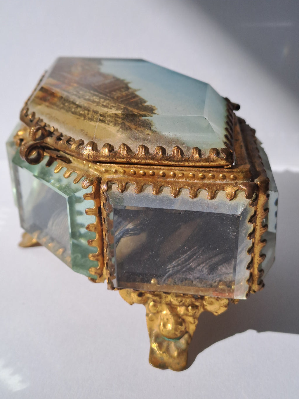 French Antique Ormolu Jewelry Box / Antik Fransk Ormolu Smykkeskrin