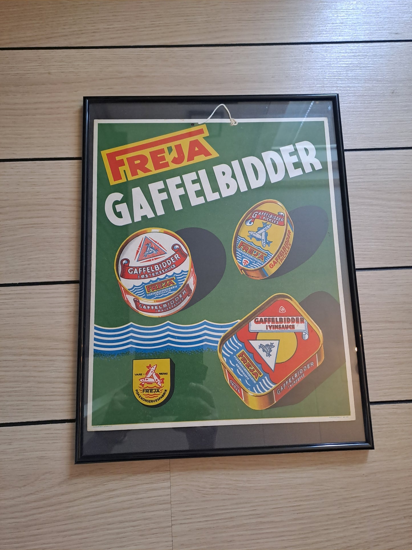 Originalt Mærkatskilt No 190 Andersen & Bruun "Freja Gaffelbidder"