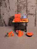 Tekno Denmark Miniature Gas Table and Kitchen Tools / Tekno Danmark Gasbord og Køkkenredskaber